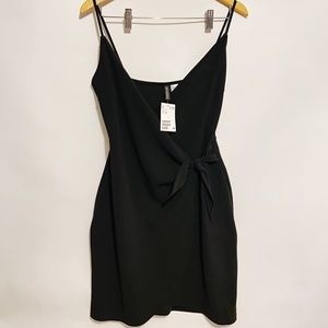 Black tie-front wrap dress